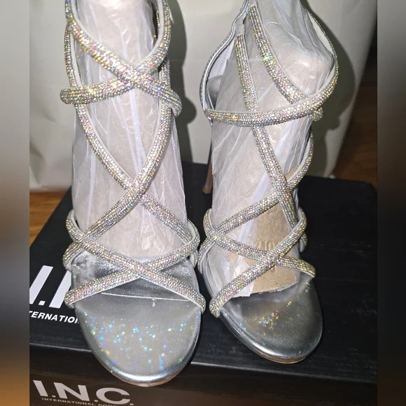 INC International Concepts Glittering Silver Heels